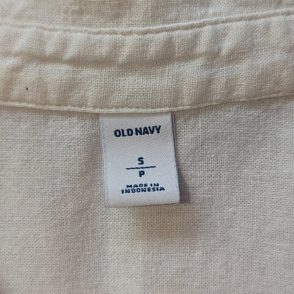 Linen shirt dress white long-sleeve v-neck small EUC Old Navy - Picture 7 of 8